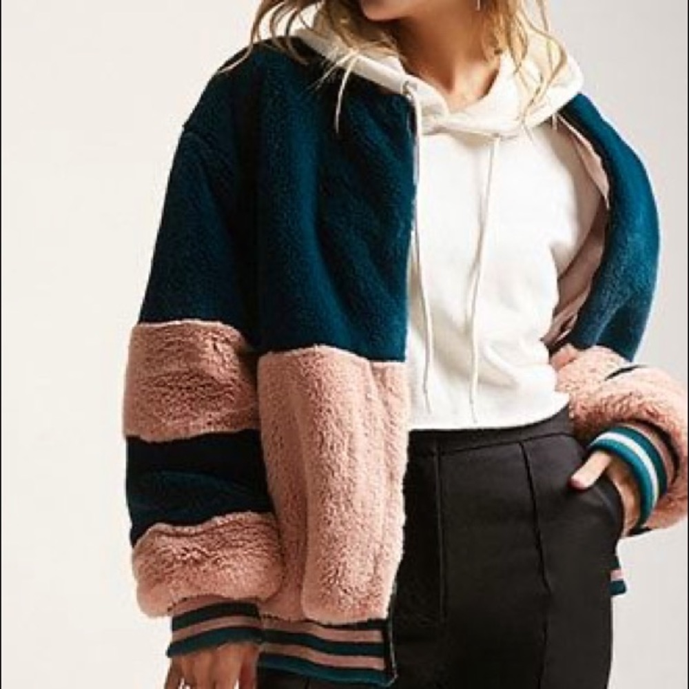 Shaci Faux Fur Color-block Jacket